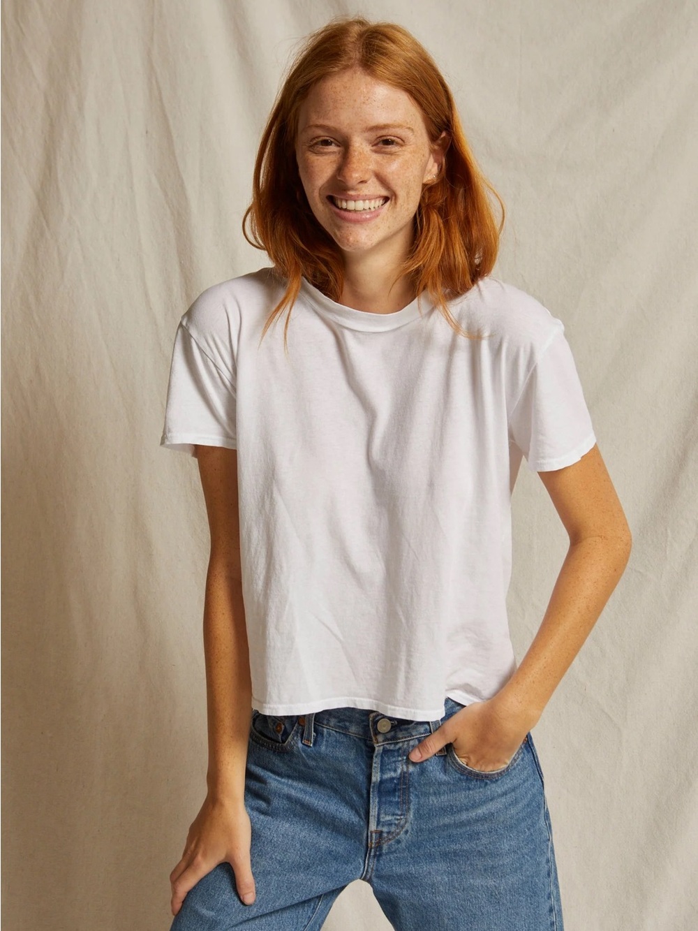Perfectwhitetee Harley Cotton Boxy Crewneck Tee in White